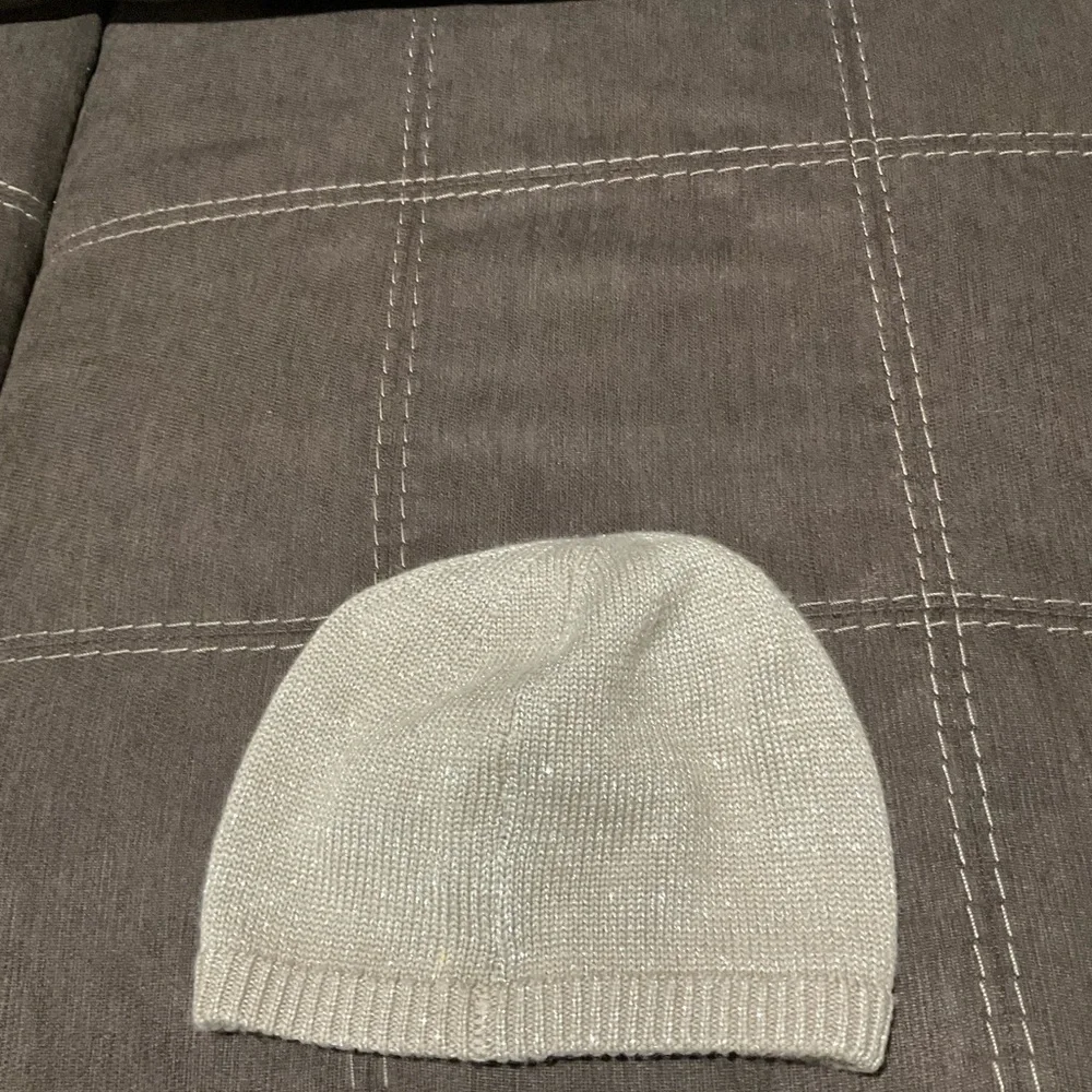 Talbots beanie hat dark tan, lots of silver sparkling (pic doesn’t show it)